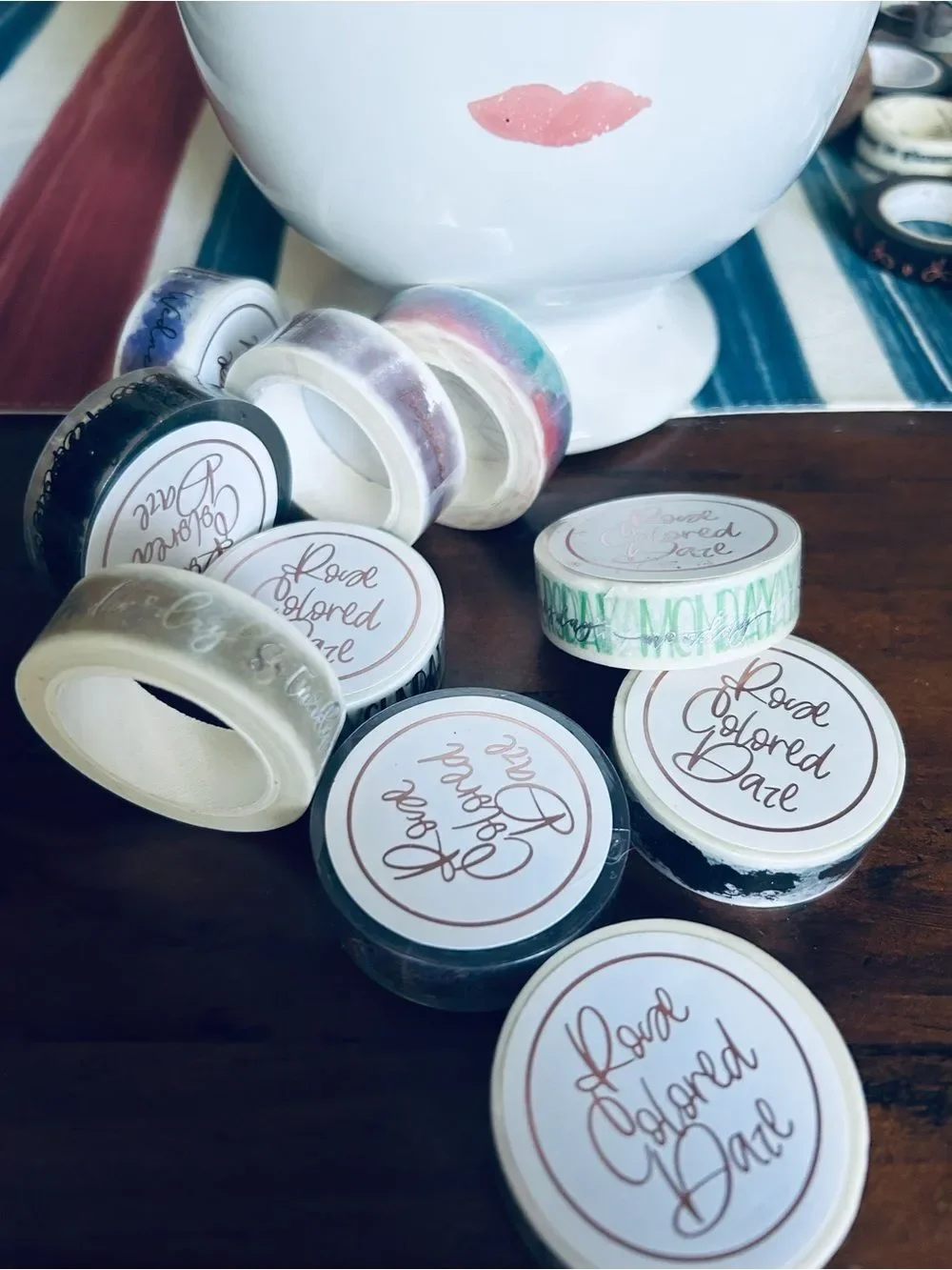 Decorative Washi Tape - Assorted Pink & White bundle 10 washis 9 new 1 open